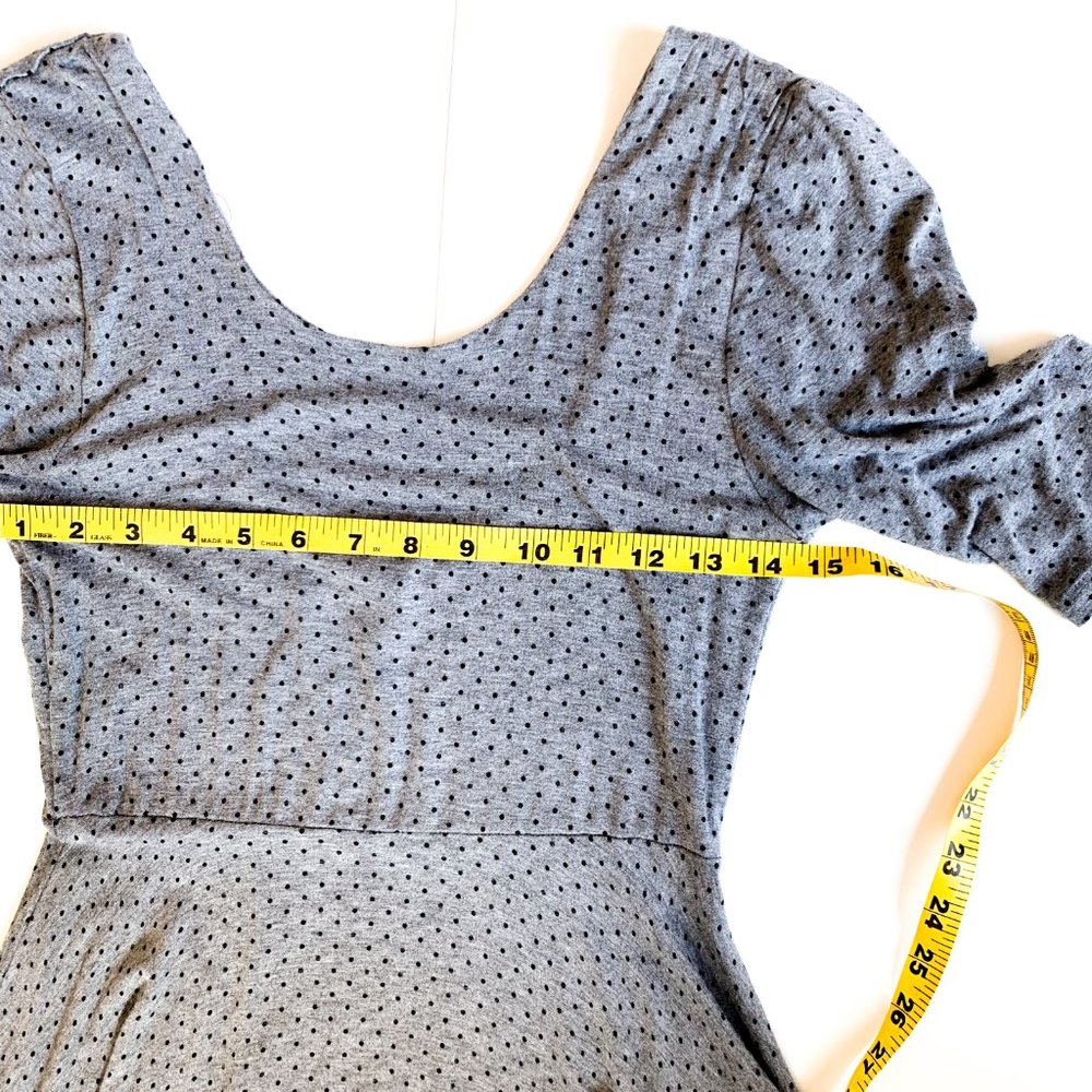 f21 low back/deep scoop neck polka dot dress grey - Picture 3 of 6